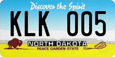 ND license plate KLK005