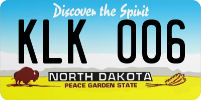 ND license plate KLK006