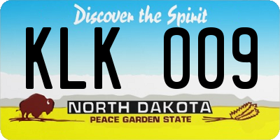 ND license plate KLK009