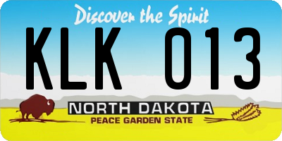 ND license plate KLK013