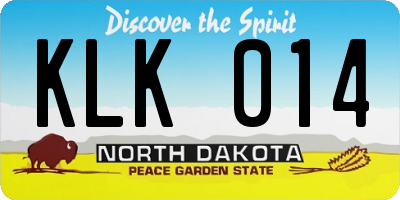 ND license plate KLK014
