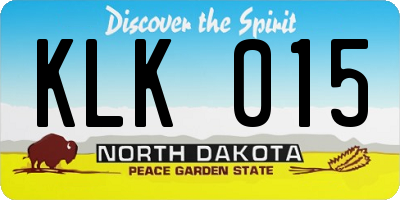 ND license plate KLK015