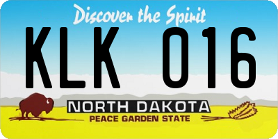 ND license plate KLK016