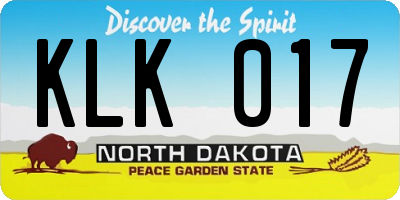 ND license plate KLK017