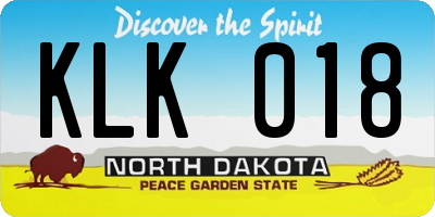 ND license plate KLK018