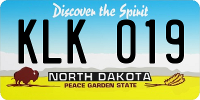 ND license plate KLK019