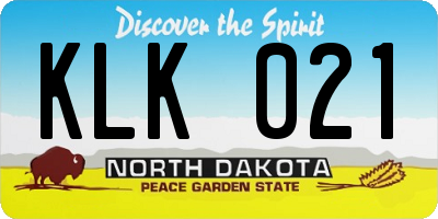 ND license plate KLK021