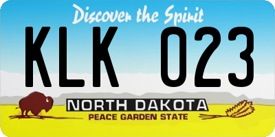 ND license plate KLK023