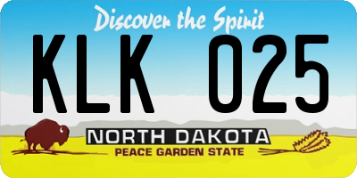 ND license plate KLK025