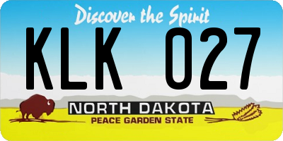 ND license plate KLK027