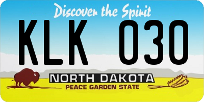 ND license plate KLK030