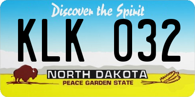 ND license plate KLK032