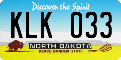 ND license plate KLK033