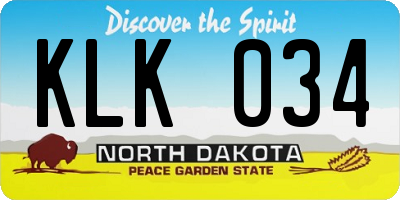 ND license plate KLK034
