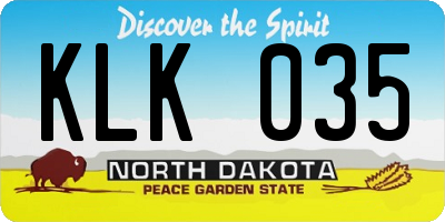 ND license plate KLK035