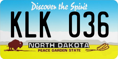 ND license plate KLK036