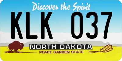 ND license plate KLK037