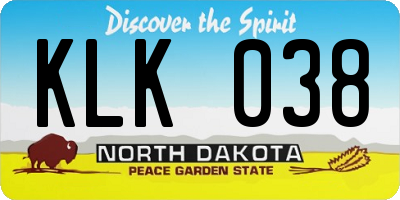 ND license plate KLK038