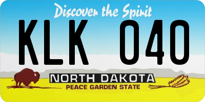 ND license plate KLK040