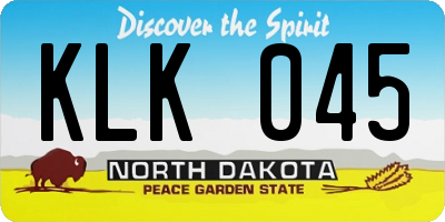 ND license plate KLK045