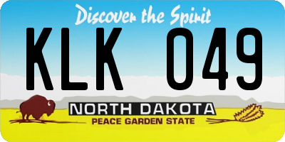 ND license plate KLK049
