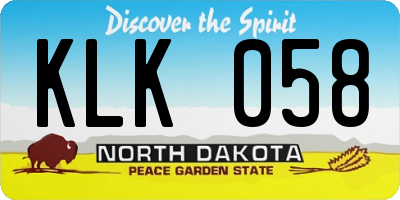 ND license plate KLK058