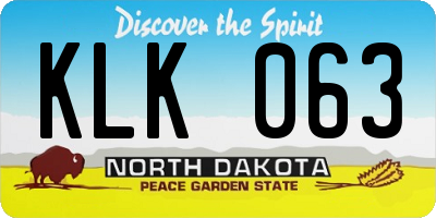 ND license plate KLK063