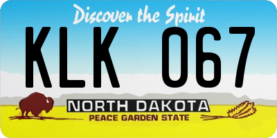 ND license plate KLK067