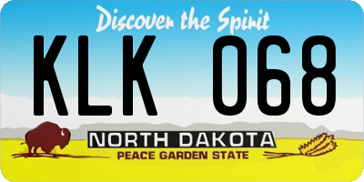 ND license plate KLK068
