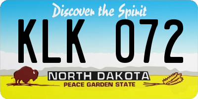 ND license plate KLK072