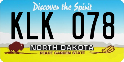 ND license plate KLK078