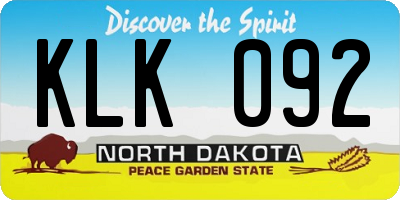 ND license plate KLK092