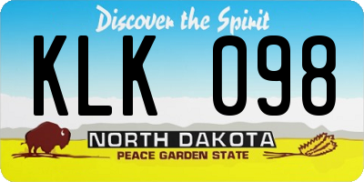 ND license plate KLK098