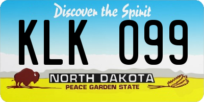 ND license plate KLK099