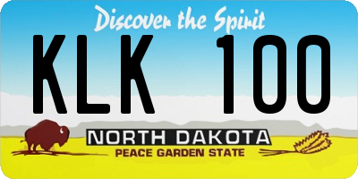 ND license plate KLK100
