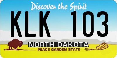 ND license plate KLK103