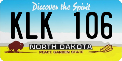 ND license plate KLK106