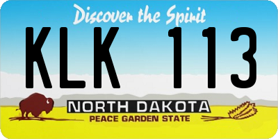 ND license plate KLK113