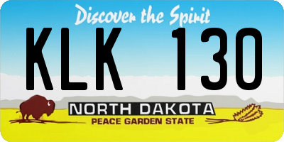 ND license plate KLK130
