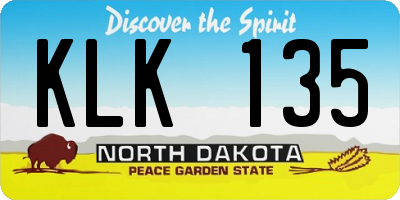 ND license plate KLK135