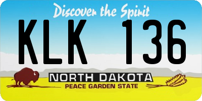 ND license plate KLK136