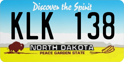 ND license plate KLK138