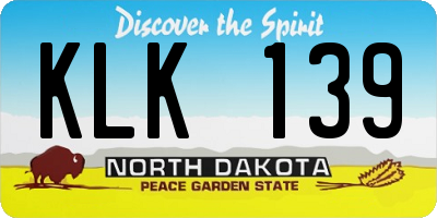 ND license plate KLK139