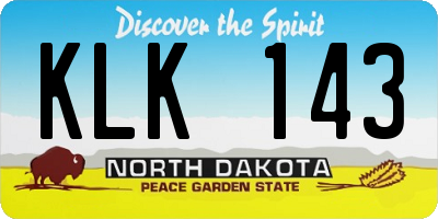ND license plate KLK143
