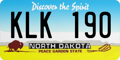 ND license plate KLK190