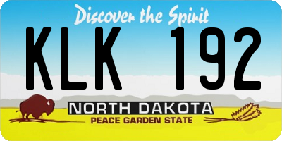 ND license plate KLK192
