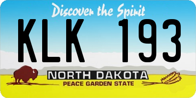 ND license plate KLK193