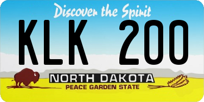 ND license plate KLK200