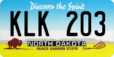 ND license plate KLK203