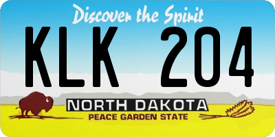ND license plate KLK204